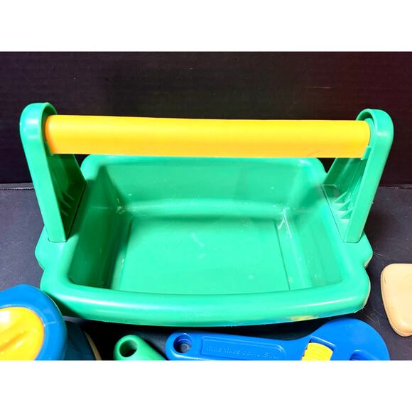 Vtg Little Tikes Hammer Straight Edge Hand Saw Wrench pliers Pretend Tool box - Picture 10 of 11